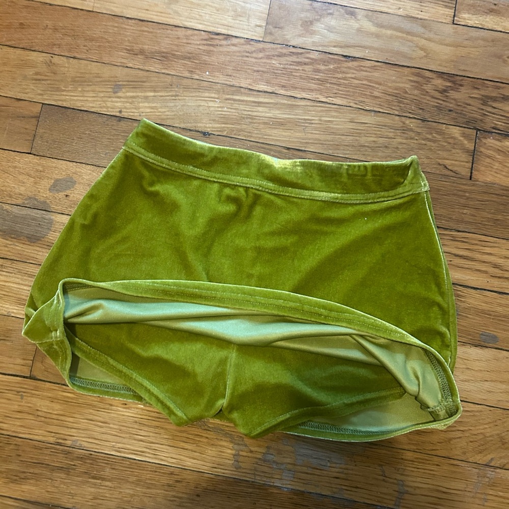 Velvet Green Mini Skirt